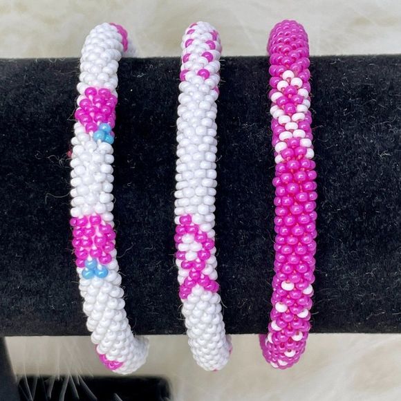 Hand Crafted Jewelry - ALL PROFITS TO CHARITY! HAND CRAFTED in Nepal Beaded Bracelets (set of 3) #1002